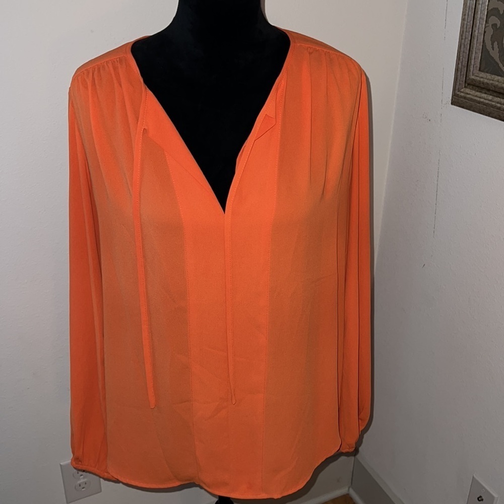 Karen Kane Bright Orange Long-Sleeve Peasant Blouse
